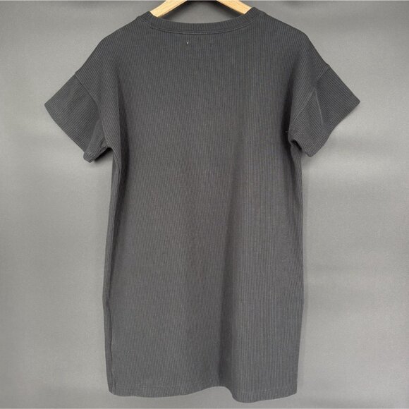Madewell Womens Ribbed T-Shirt Dress S Black Short Casual Sporty Cotton Blend - Picture 2 of 7